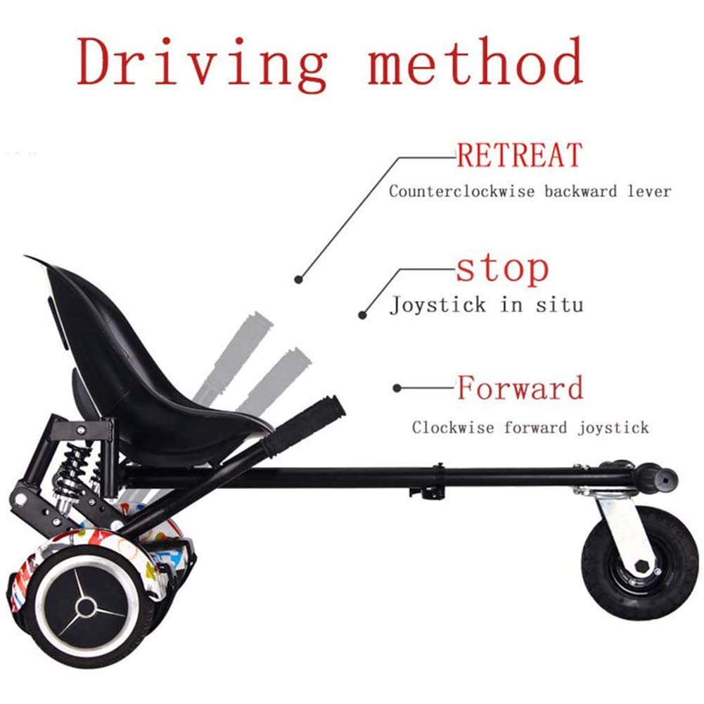 Sedile Hoverboard Auto Bilanciamento Seggiolino Go Cart Compatibile con Classic 6.5"a 10" e off Road 8.5"Auto Balance Board Lunghezza Regolabile Segui la Tua tavola Scivolando ed