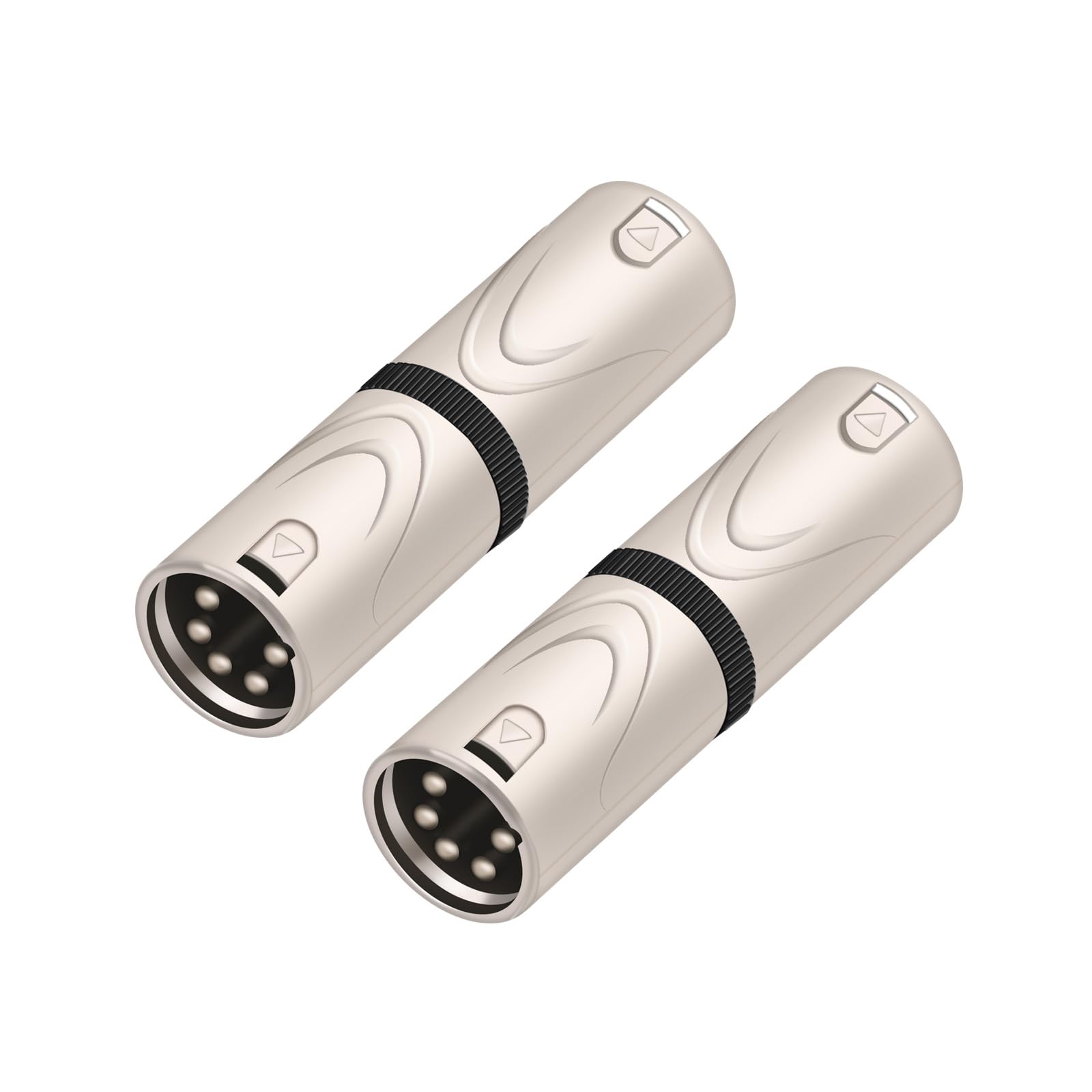 Zestaw 2 adapterów XLR, 5-pinowe na 5-pinowe złącze męskie do mikrofonu audio DMX