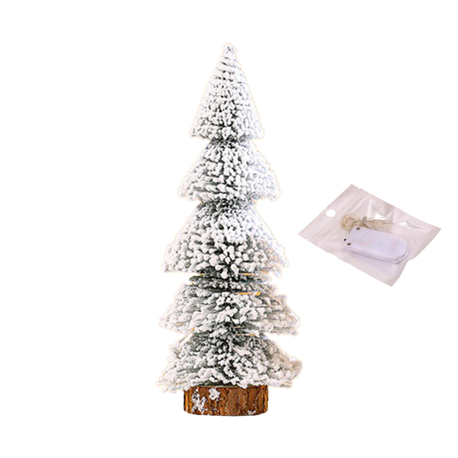 Tsophreniq Artificial Miniature Christmas Tree with Led Light Decorative Figurine Supplies for Wedding Birthday Holiday Miniature Christmas Tree Lights