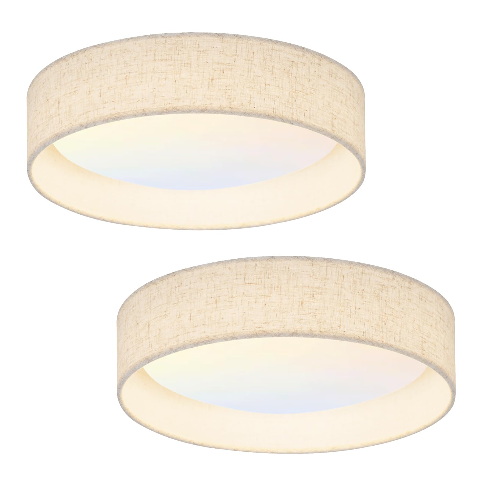Photo 1 of HILUXIA Modern Linen LED 13 Inch Ceiling Light Fixture with 24W 5CCT, Set of 2, Flush Mount Low Profile Room Lamp, Dimmable Minimalist Lighting for Bedroom, Kitchen, Hallway, Closet, Entryway, 2 Pack