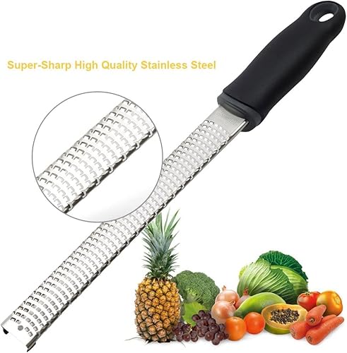 Cheese Zester Grater With Handle Stainless Steel Zester Kitchen Tool For Lemon Chocolate, Garlic, Vegetables, Fruit #TOP2