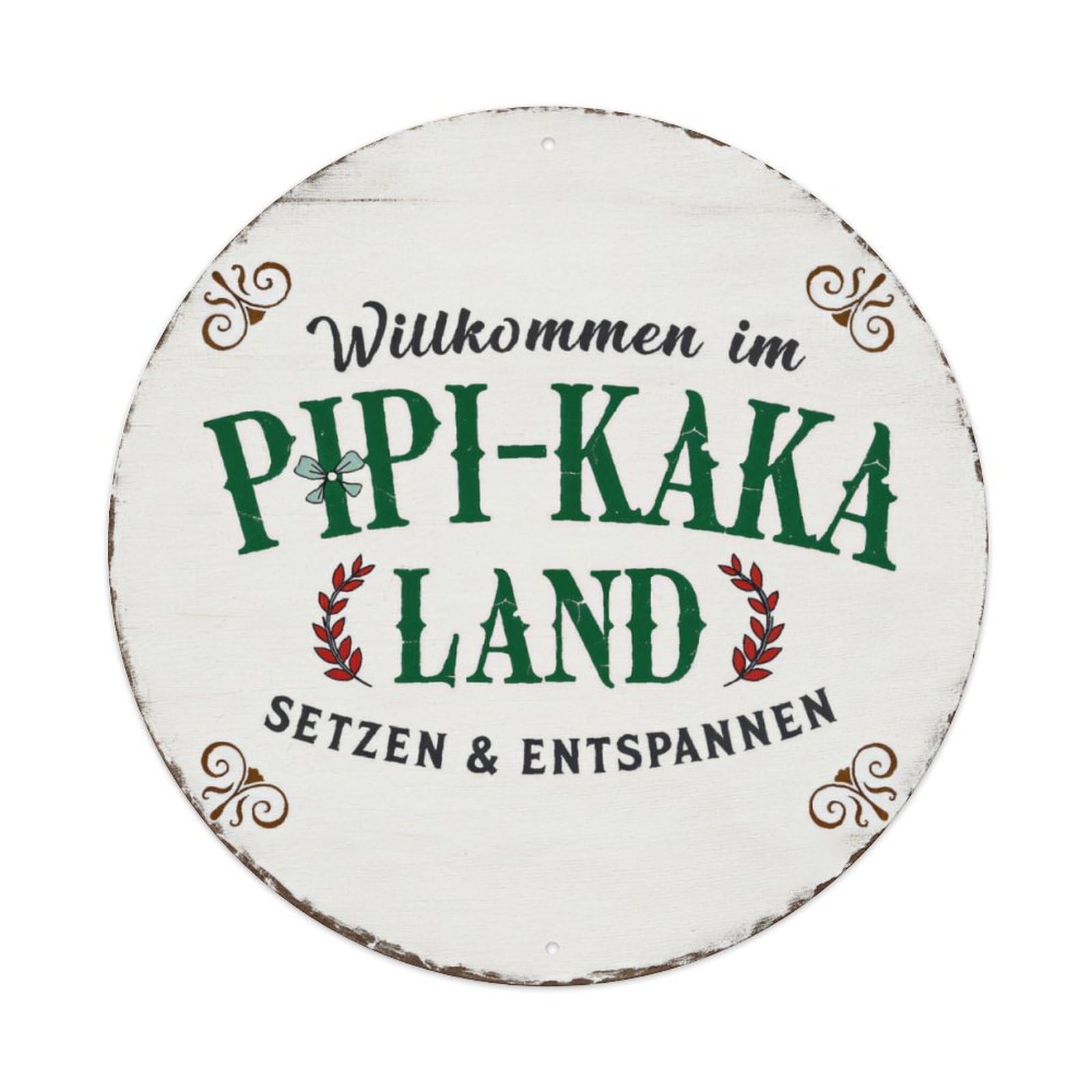 German Funny Pipi-Kaka Land Bathroom Sign Vintage Aluminium Metal Sign, Retro Wall Decor for Home, Bar, Garage & Farmhouse 20x20cm