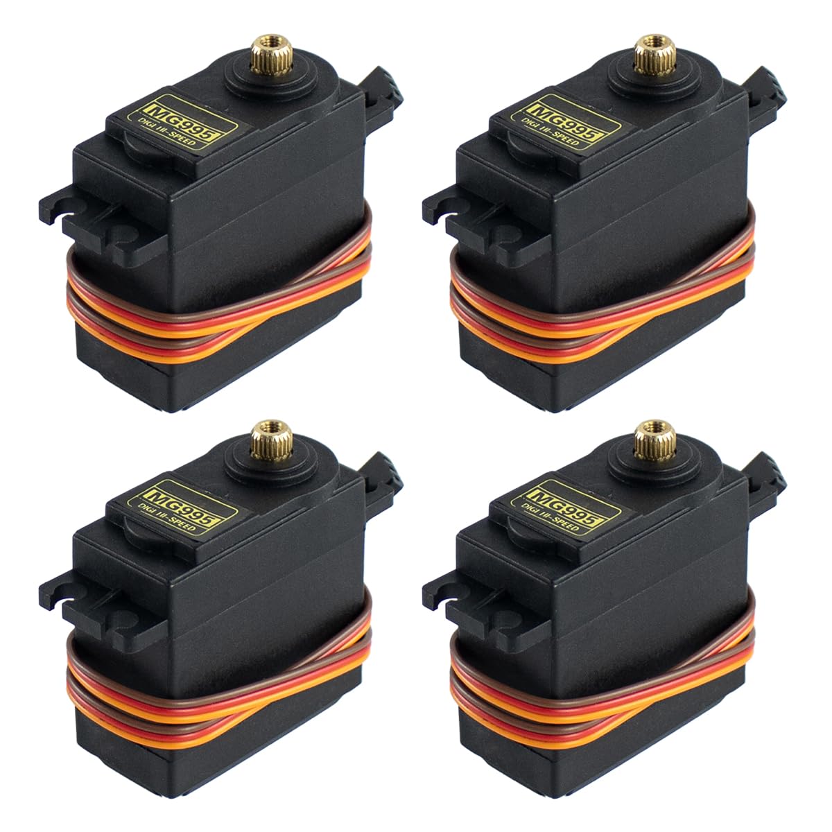 Hosyond 4Pack MG995 Servo Motors Digital RC Servo Metal Gears High Speed Torque for Smart Car Robot Boat RC Helicopter(Control Angle 180°)