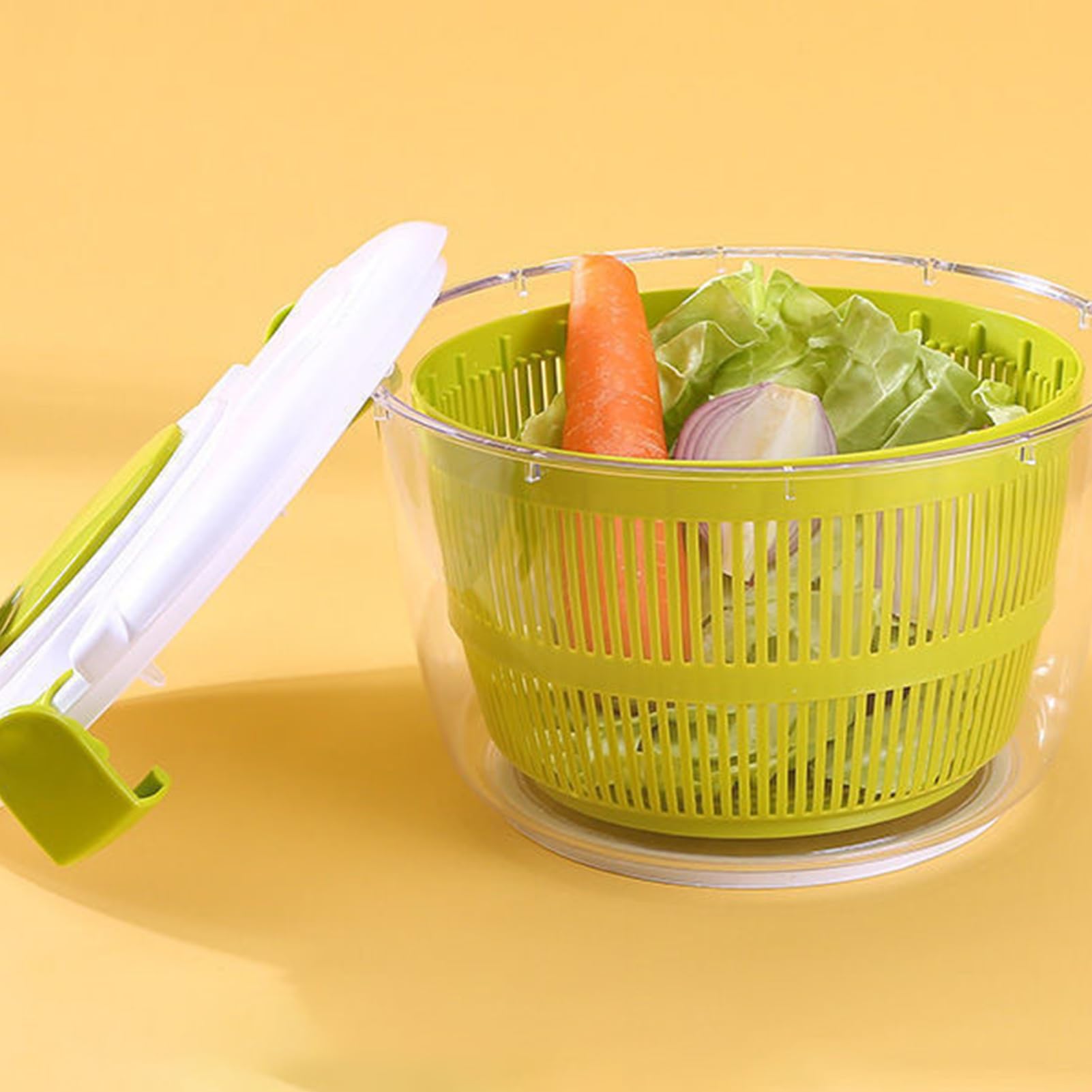 Salatschleuder Obst Gemüsewaschmaschine mit Deckel,Abnehmbarer Abtropfkorb