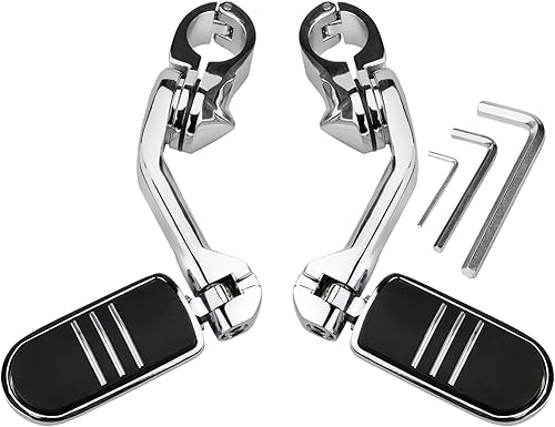 Estriberas de carretera en ángulo de 1.25 pulgadas de largo para motocicleta, reposapiés ajustables con abrazaderas kit de soportes compatible con