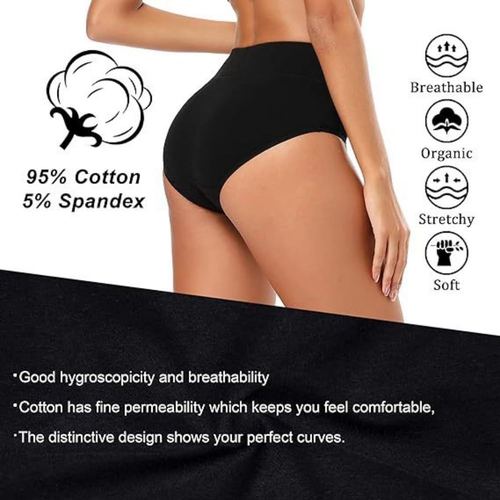 Generisch Biancheria intima da donna in cotone sciancrato, completamente coprente, morbida, da donna, confezione da 5