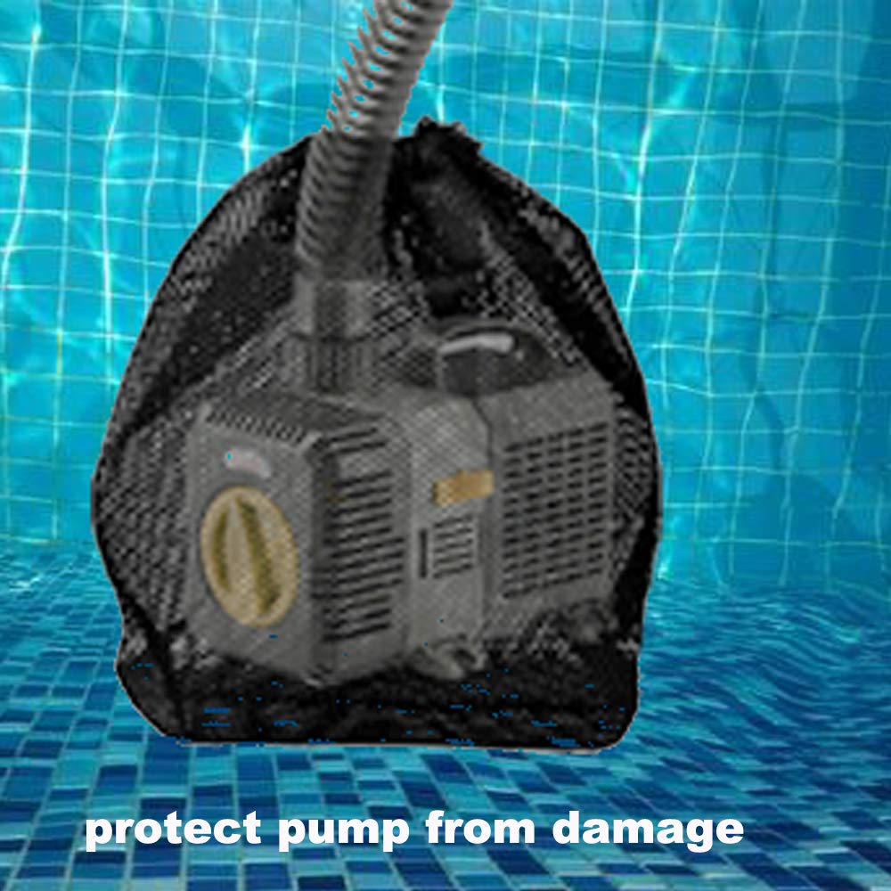 Pond Filter Bag YUJHON Pump Barrier Mesh Bag Large Pond Pump Filter Bag  With Drawstring Black Media Net Bag Suitable For Pond Swimming Pool Filters(2  Pack Pond Accessories, image size:1000x1000