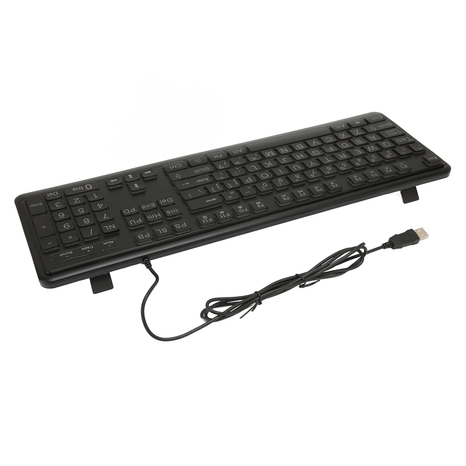 Lazmin112 Tastiera con Stampa Grande, Letter in Grassuto Grandi 104 Tasti Tastiera per Computer Retroilluminata a LED Bianca Cablata USB Standard Di Dimensioni Standard per Anziani, per