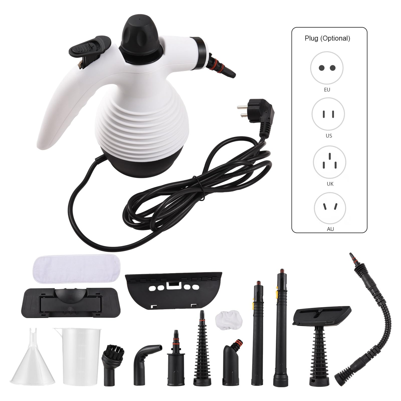 Limpiador a, 1000 W con 15 Piezas de Accesorios Limpiador a Portátil Limpiador a para el Hogar para Limpiar Suciedad, Lechada, Azulejos, Grasa y Más (Enchufe de la UE)