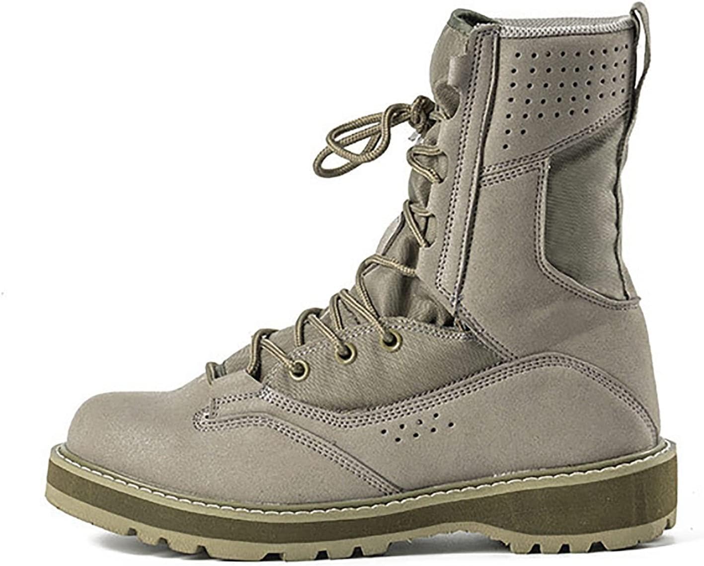 CLSQLXYJZC Men's High-top Tactical Military Boots, Spring Summer Outdoor Ultralight Waterproof Tactical Boots, Comfort Durable Non-slip Breathable Training Shoes (Color : Brown, Size : 6.5)