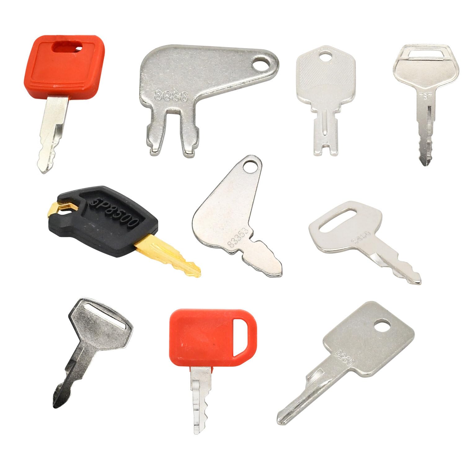 Firmusparts10pcs Ignition Key Set Compatible with Caterpillar Compatible with Case Compatible with John Deree Compatible with Komatsu Compatible with Hyster