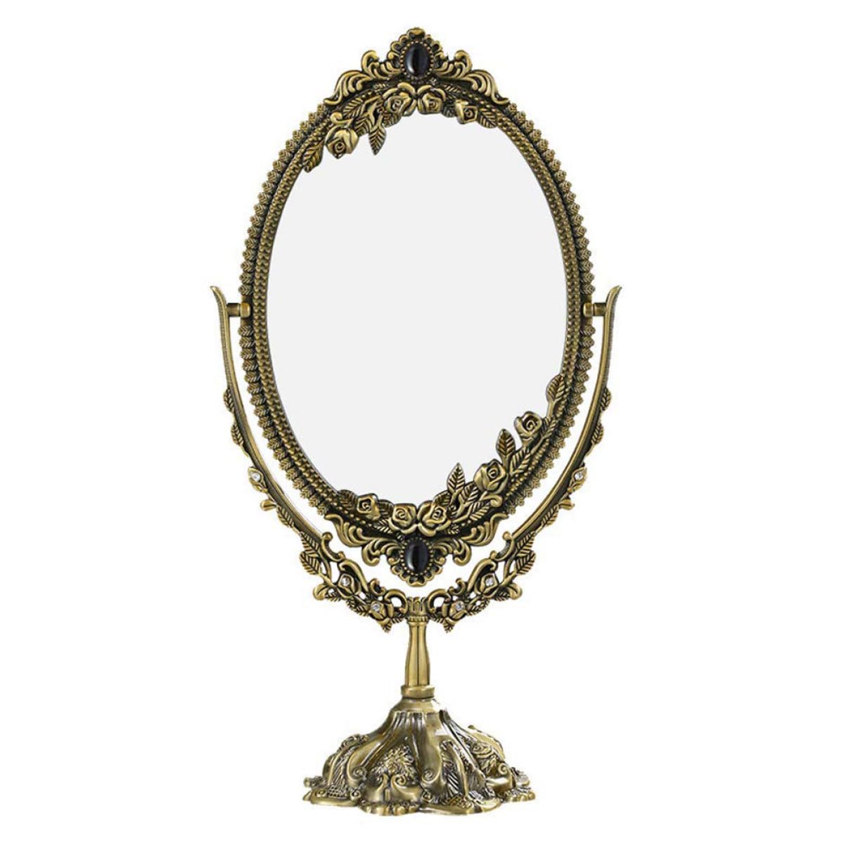 PACKOVE Retro Metall Kosmetikspiegel Doppelseitig mit Hoher Auflösung und Verblassendem Glas Eleganter Schminktisch Spiegel für Zuhause und Rasur