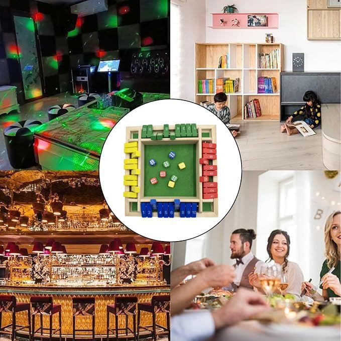 Miniatura 6 de Juego de dados Shut The Box, juego de mesa de madera para 2 a 4 jugadores, juegos de dados de madera mejorados 2026 para 2 a 4 jugadores, 8 dados