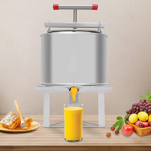 Miniatura 5 de Extractor manual de prensa de miel, 12.6 L, prensa de miel de frutas, extractor de cera de abeja, máquina de apicultura manual para el hogar,