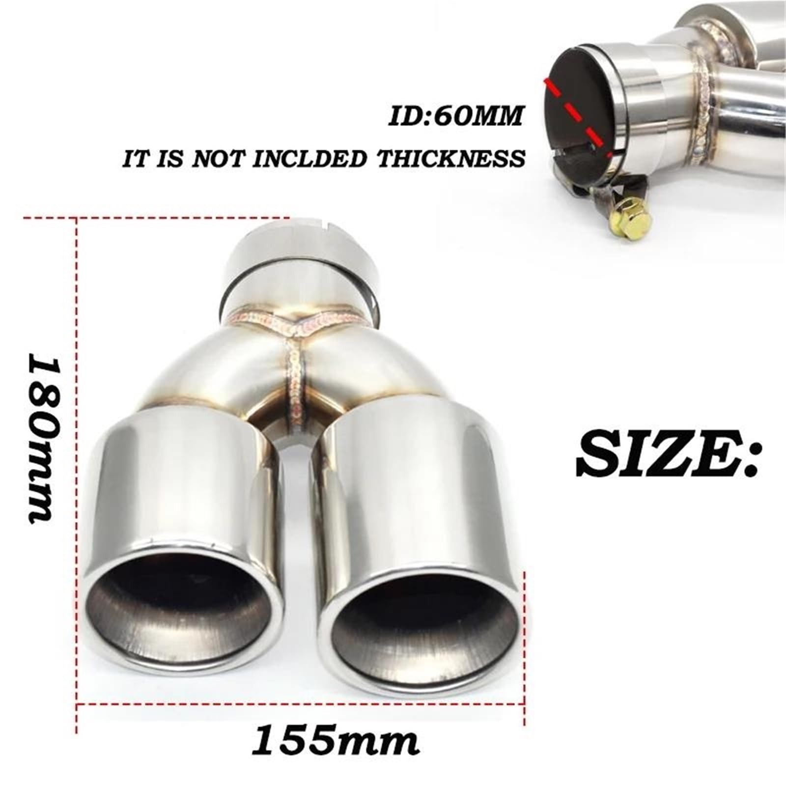 1 Szt Podwójna Końcówka Wydechu Ze Stali Nierdzewnej Rura Wydechowa Rura Wydechowa Wydech Samochodowy 60mm Dysza Wlotowa Dla BMW E90(Black 1 pcs)