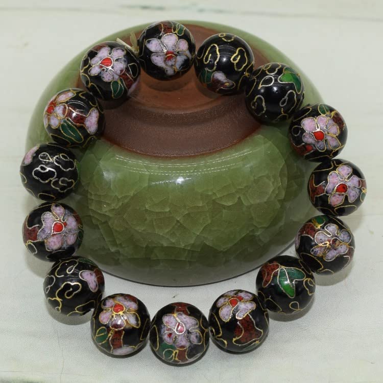 Wielokolorowa polerowana drobna emalia Cloisonne 12 mm koraliki bransoletki damskie etniczne rozciągliwe elastyczne modne miedziane koraliki bransoletka