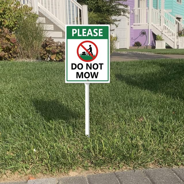 2 Schilder "Do Not Mow" – Aus Aluminium, Wetterfest, Mit Pfahl, 20,3x71,1 Cm, Rot