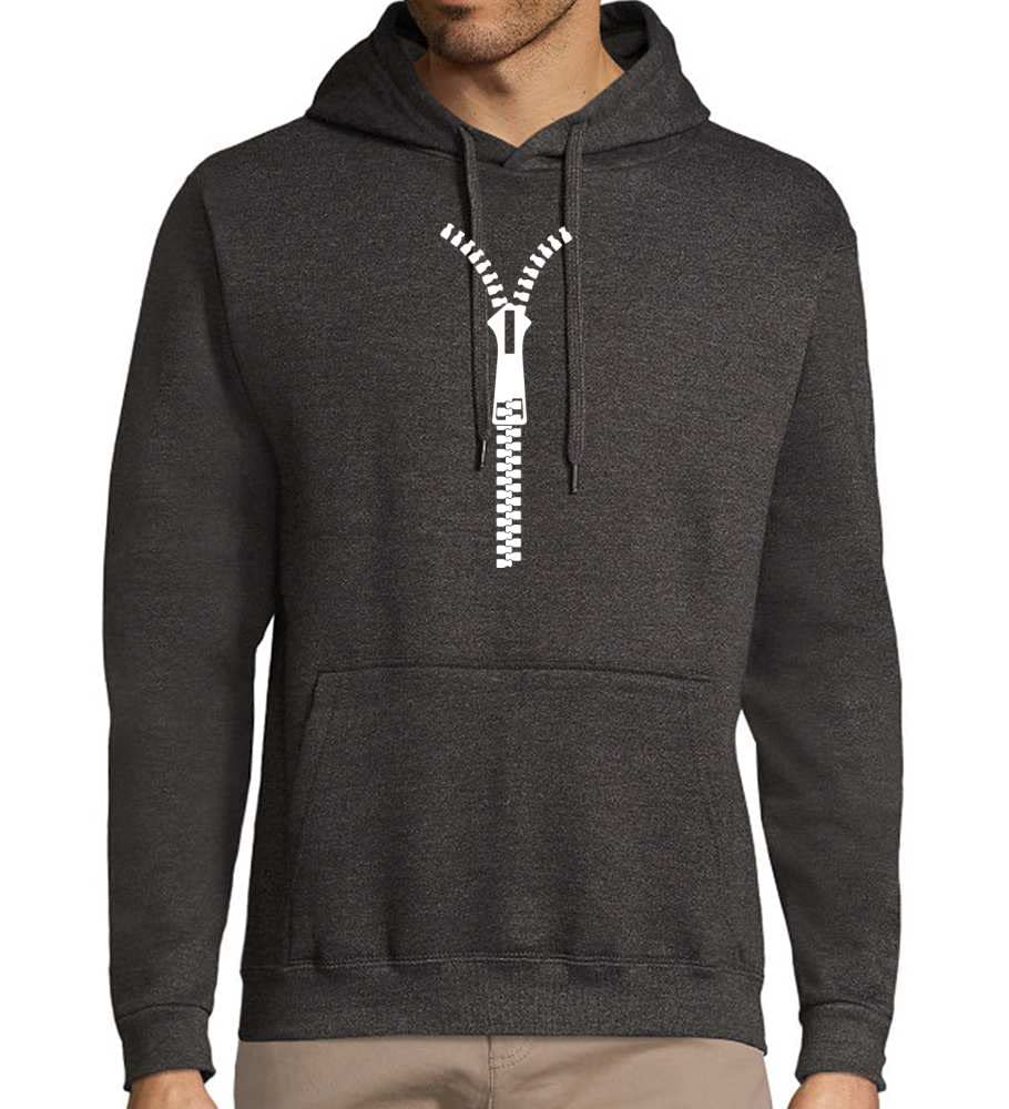Felpa con cappuccio da uomo con cerniera oversize, Grigio scuro mélange, XXL