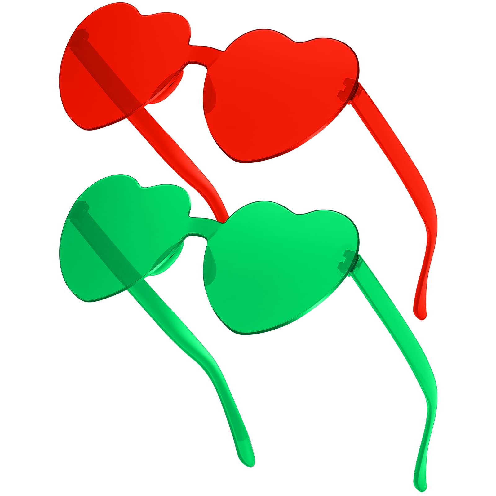 RTBOFY 2 Pack Heart Shaped Sunglasses with Transparent Candy Color for Party Favor