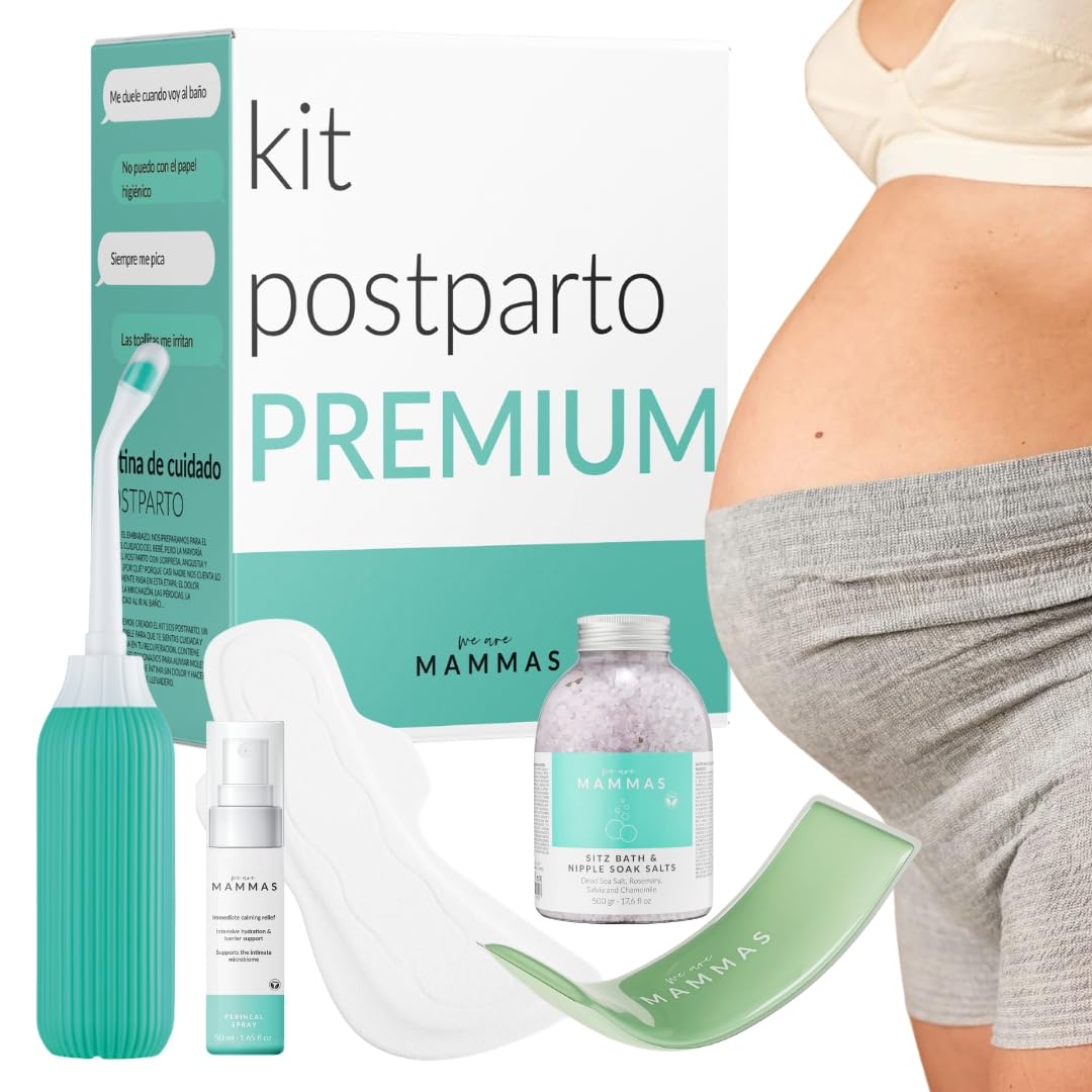 Kit Postparto Recuperación Perineal Braguitas Desechables Compresas Hospitalarias Botella Perineal Spray Calmante Sales Baño Pad Frio Calor Cuidado Intimo Postparto Higiene Recuperación Madre