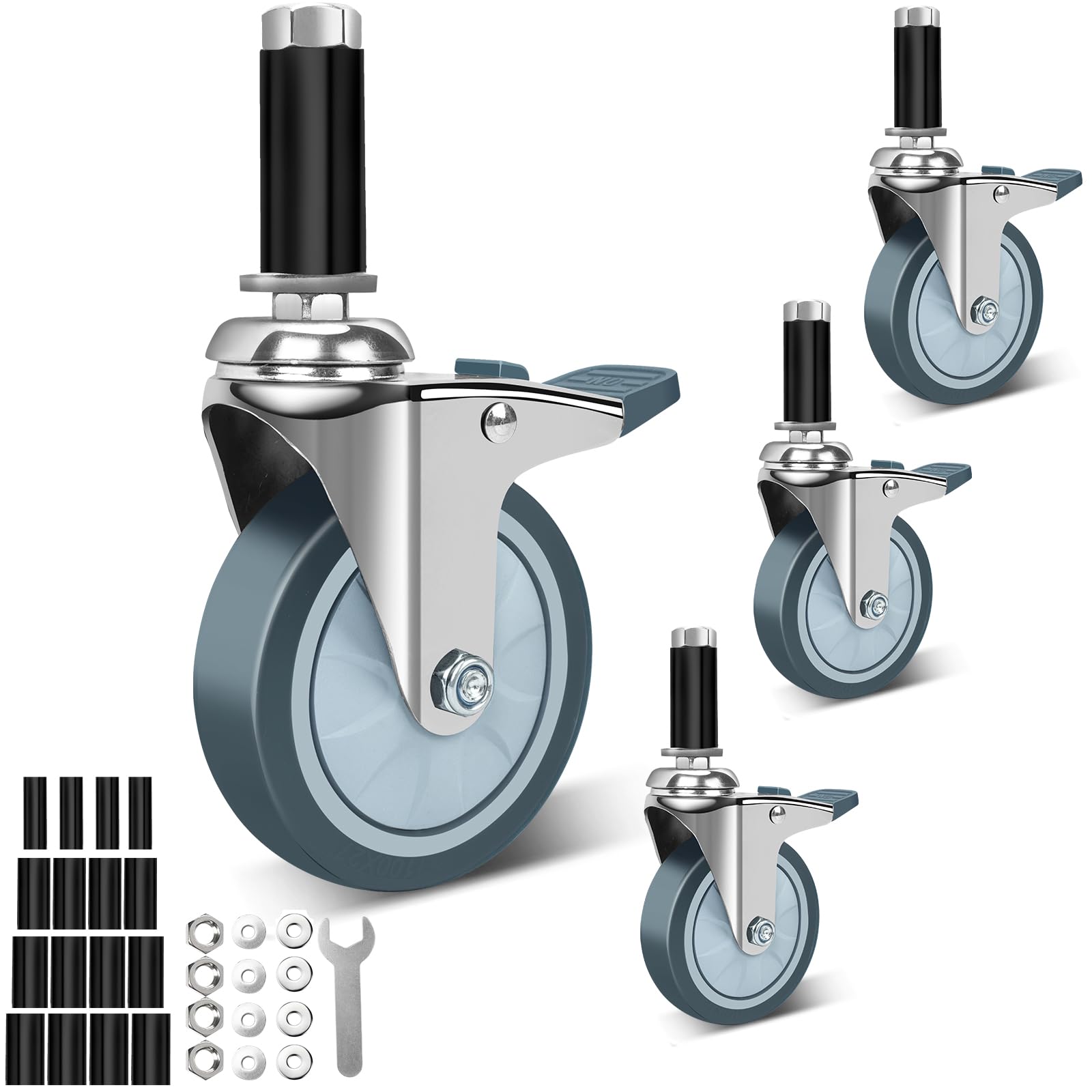 2 Inch Expanding Stem Casters - Locking Brake -8