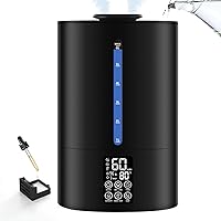 Coolfiqu 6L Cool & Warm Mist Humidifier for Bedroom Large Room - Top Fill, Quiet, Essential Oil Diffuser, 360° Nozzle, Midnight Black