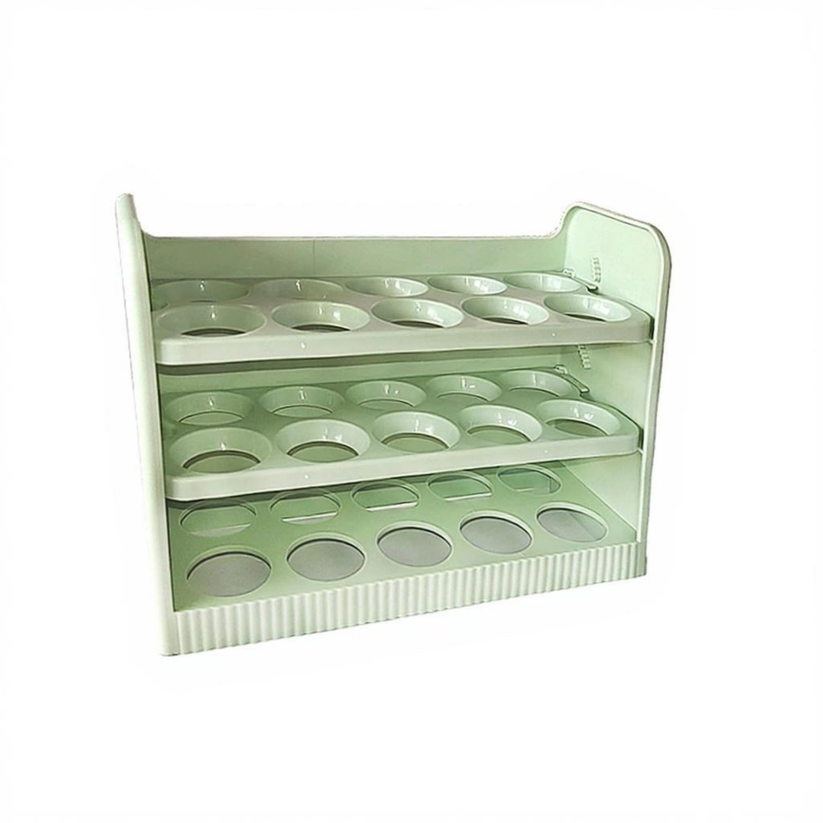 Carotoe Green Stackable Open Eggs Organizers With Individual Slot For 30 Eggs Easy To Use And Monitor Inventory At A Glance Kitchen Storage Box