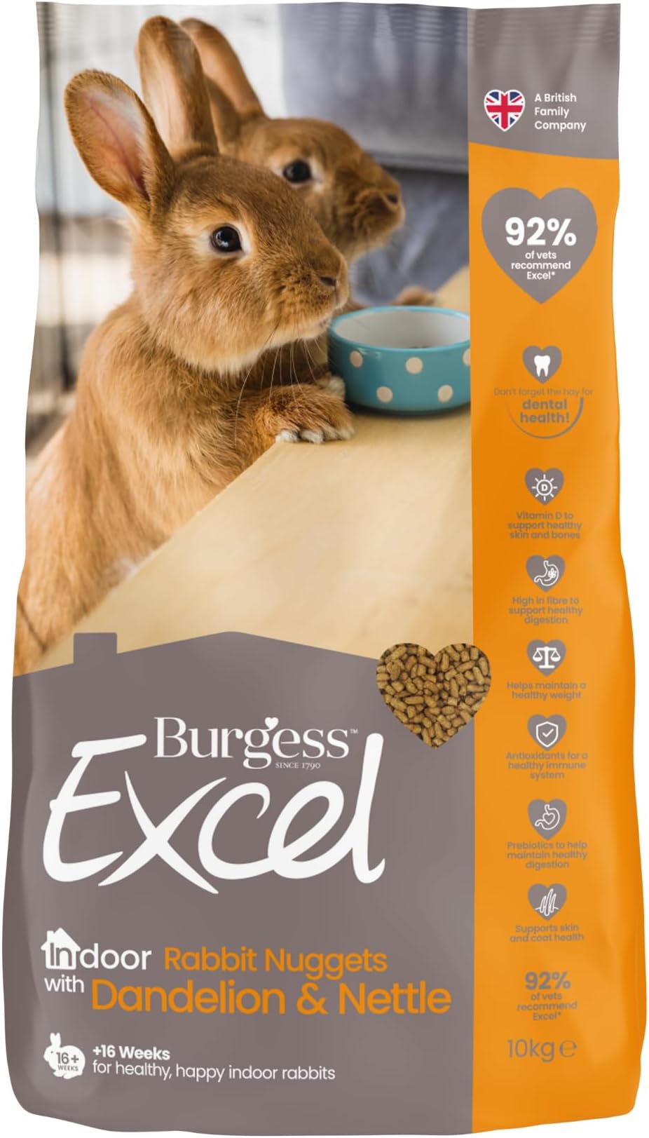 Excel Burgess Indoor Rabbit Nuggets, 10 kg