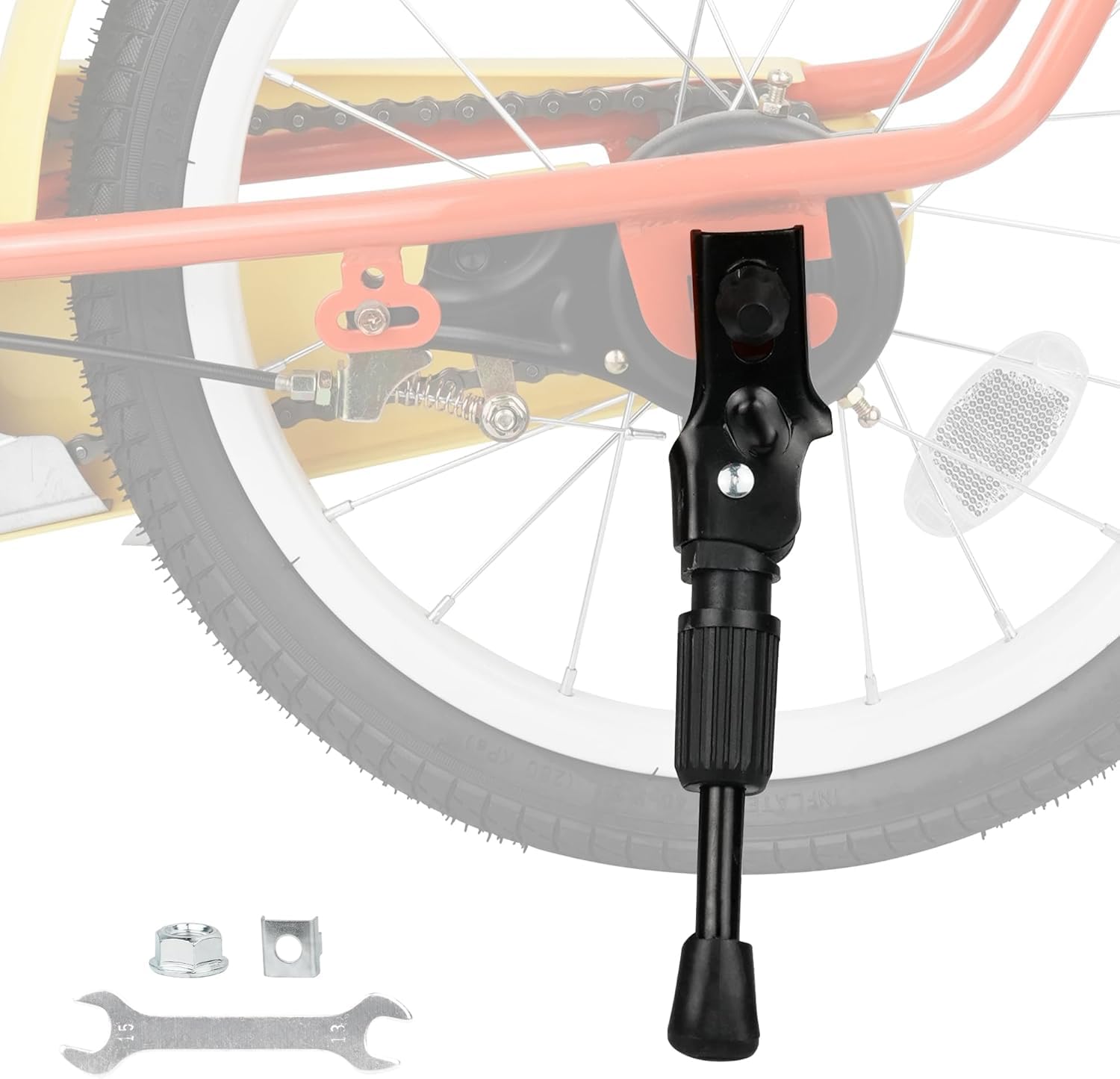 Leosportz Adjustable Bicycle Kickstand for 20 Inch Cycle, Alloy Bike Side Stand with Non-Slip Rubber Foot, FSupport Pad & Nut for Kids/Junior Bikes (Black, 20 Inch)-picture-30