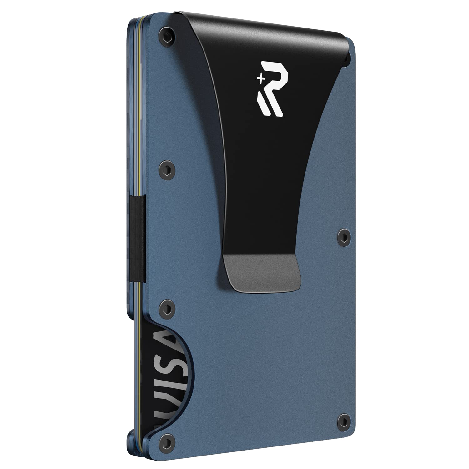RealPlus Kreditkartenetui mit Geldklammer-RFID NFC Schutz Kartenetui für Herren, Kreditkarten Etuis, Geldbörse, Slim Wallet, Lege bis zu 15 Karten, Geschenke für Männer, Tragbar, Stilvoll (Blau)