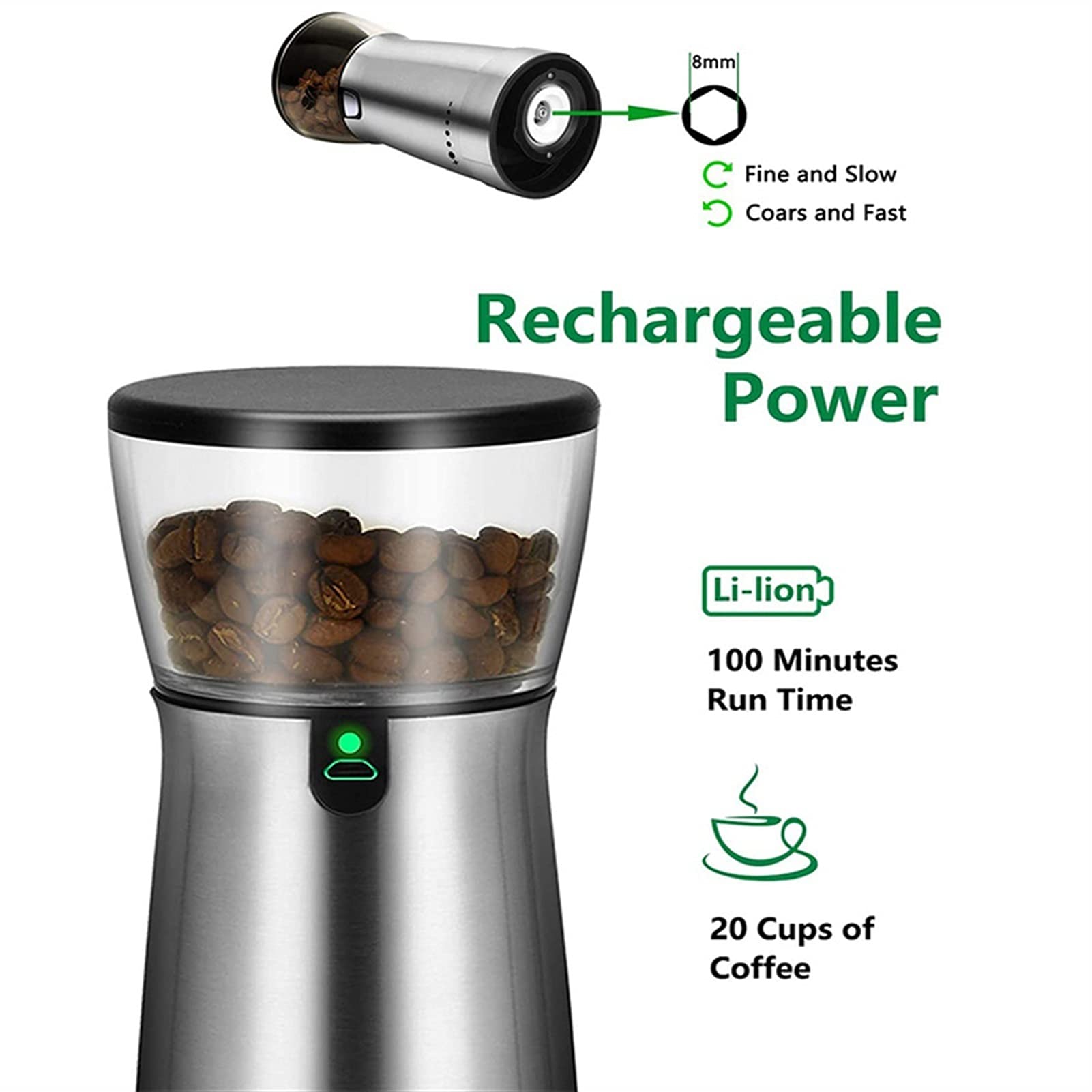 Młynek do pieprzu Młynek do pieprzu - USB akumulator młynek do kawy młynek przenośny elektryczny urządzenie do mielenia pieprzu domowe akcesoria kuchenne blender pieprzowy