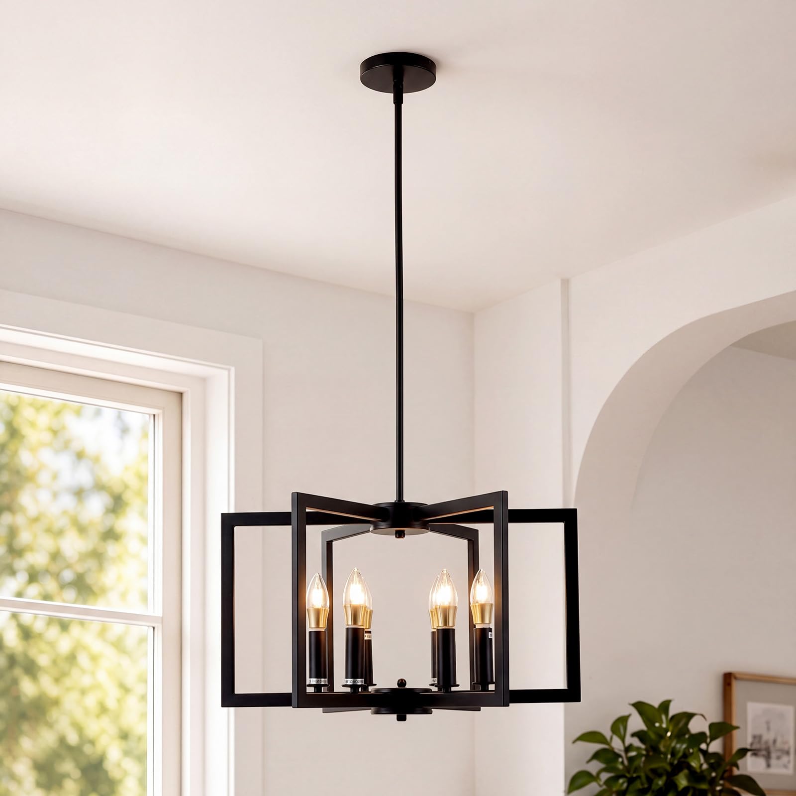 Warmiehomy Modern Chandeliers Ceiling Lights 6 Lights, 3 Colour Industrial Metal Pendant Light Height Adjustable, E14 Black Chandelier for Kitchen Island Hallway Living Room Bedroom