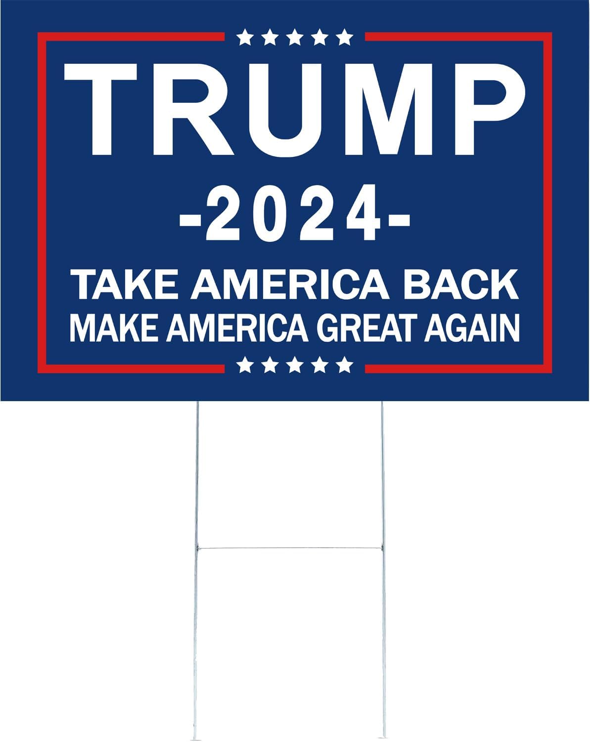 Take America Back Signs 2024 Donald Trump yard sign with H-Stakes Take - Double Sided 18x12 Inch Make America Great Again Brown