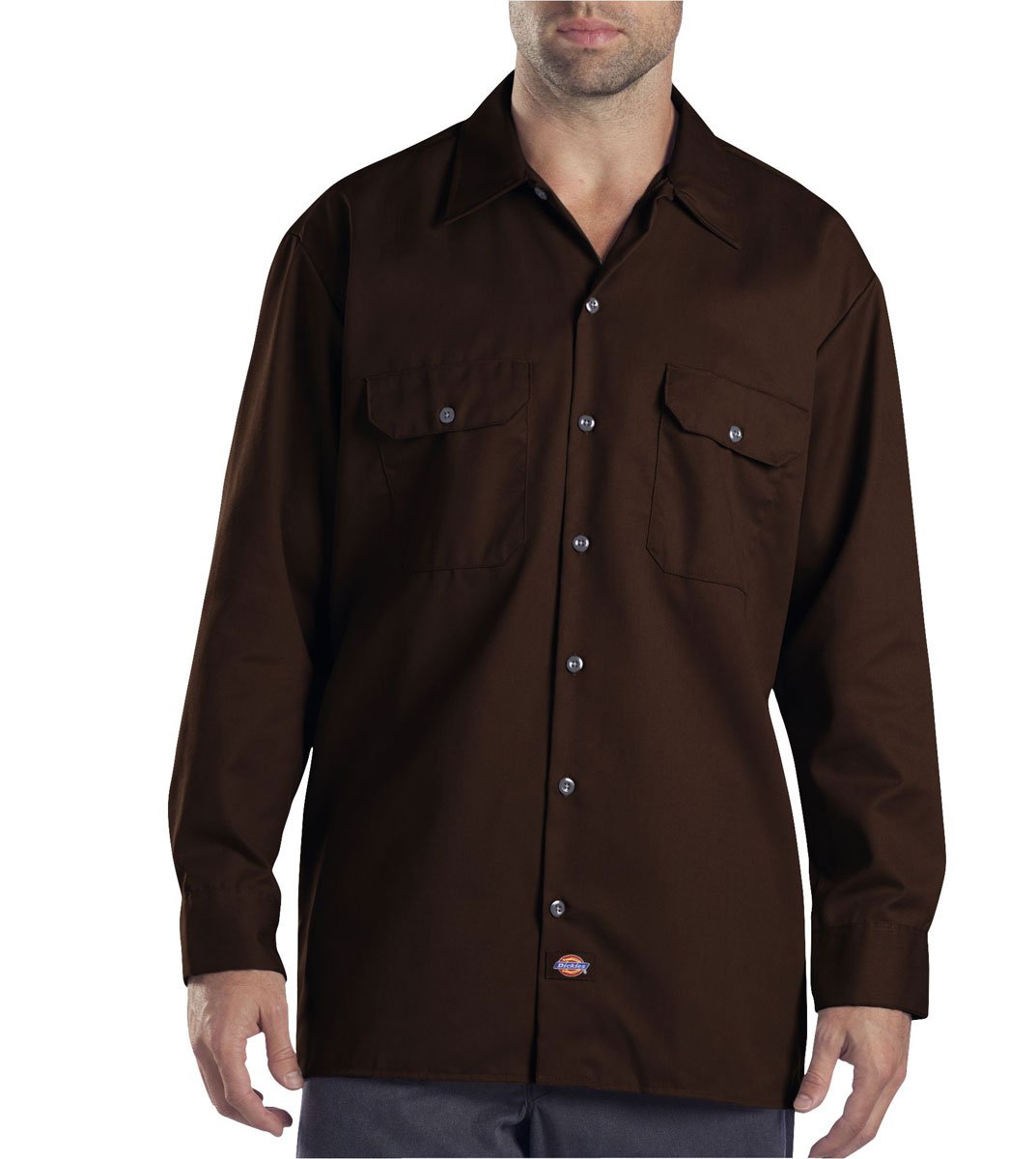 Dickies Men's Big-Tall Long-Sleeve Work Shirt, Dark Brown, XXXL โ image 1