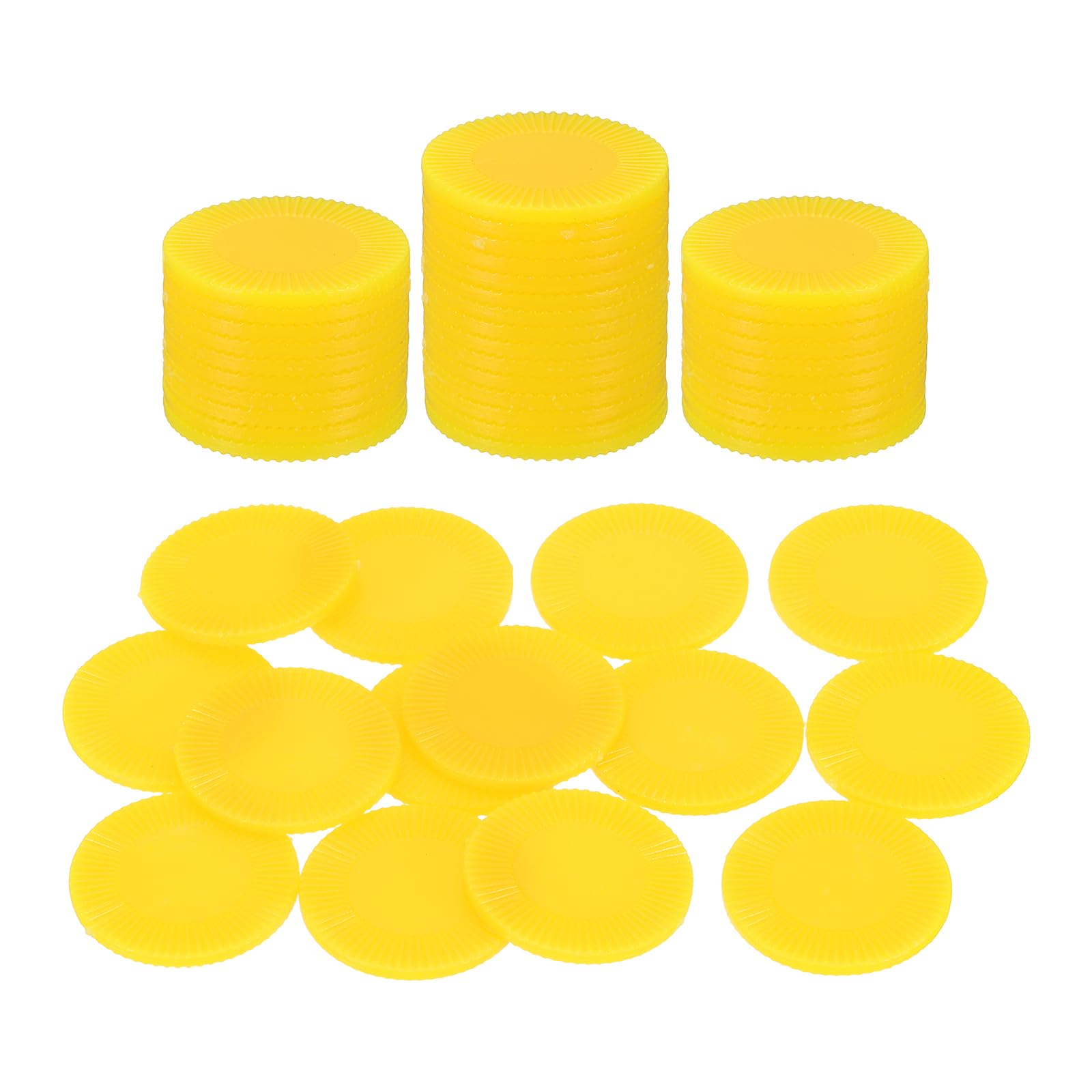 sourcing map 200Pcs Plastic Poker Chips, 25mm Mini Bingo Chips Learning Counters Counting Counters Disks Markers Opaque Game Tokens for Game Play Math Counting, Yellow, Pattern
