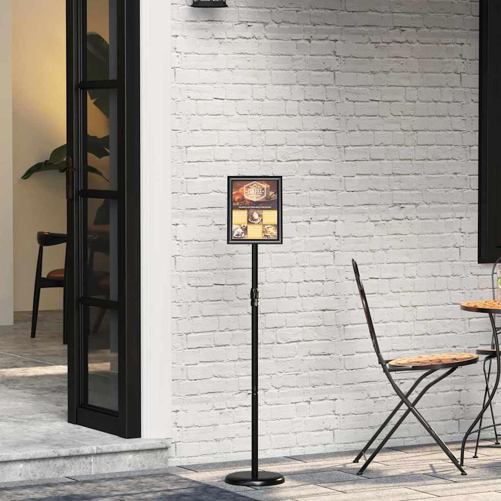 Support d'exposition en aluminium noir réglable en hauteur 95-128 cm pour foires et événements 25 x 25 x 125 cm