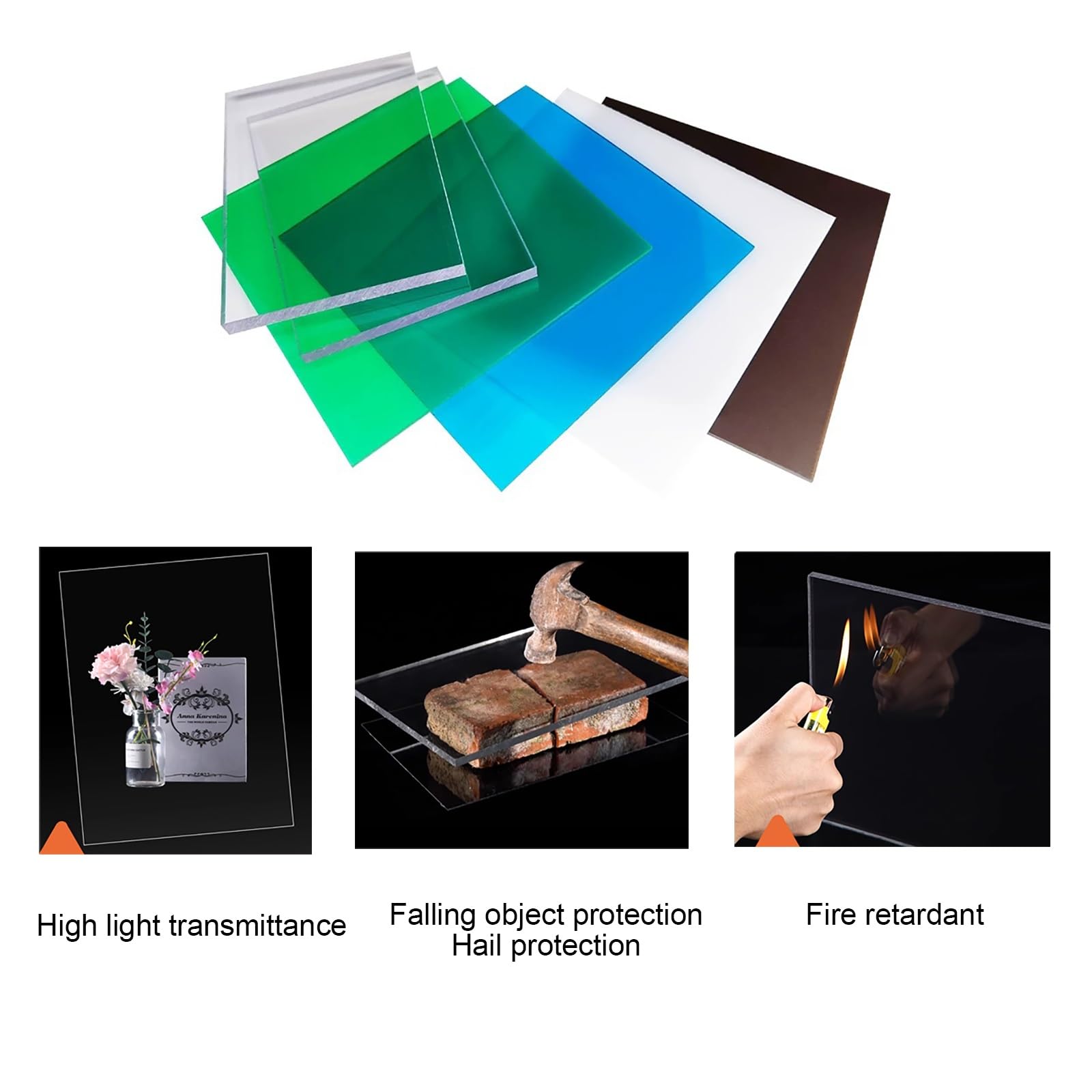 Lámina de Plástico Transparente de 1,2 mm de Grosor, Placa Policarbonato, Fáciles de Cortar, ideal para Cocheras, Solarios e Invernaderos (1,22 x 2,44 m)(Transparent)