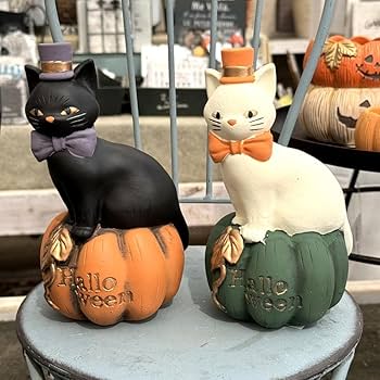 Amazon.co.jp: ハロウィン 白猫 黒猫 ねこ オブジェ 置物 インテリア Amazon.co.jp: ハロウィン 白猫 黒猫 ねこ オブジェ 置物 インテリア