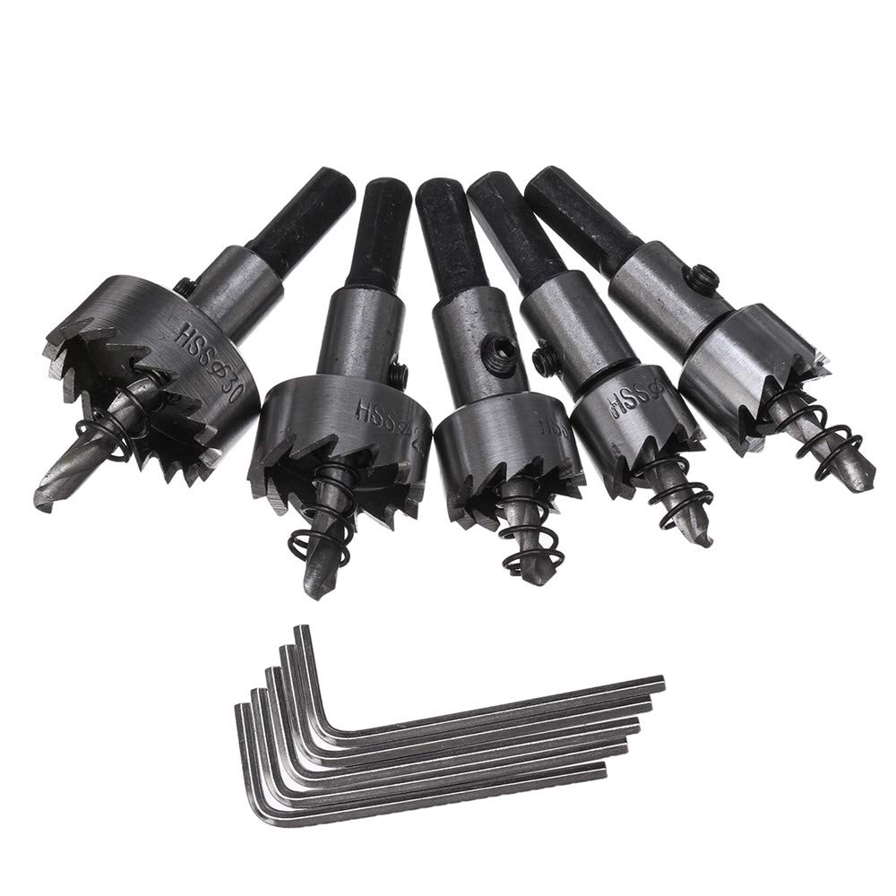 Juego de 5 brocas HSS 6542 para sierra perforadora HSS de 16/18,5/20/25/30 mm, con caja de plástico