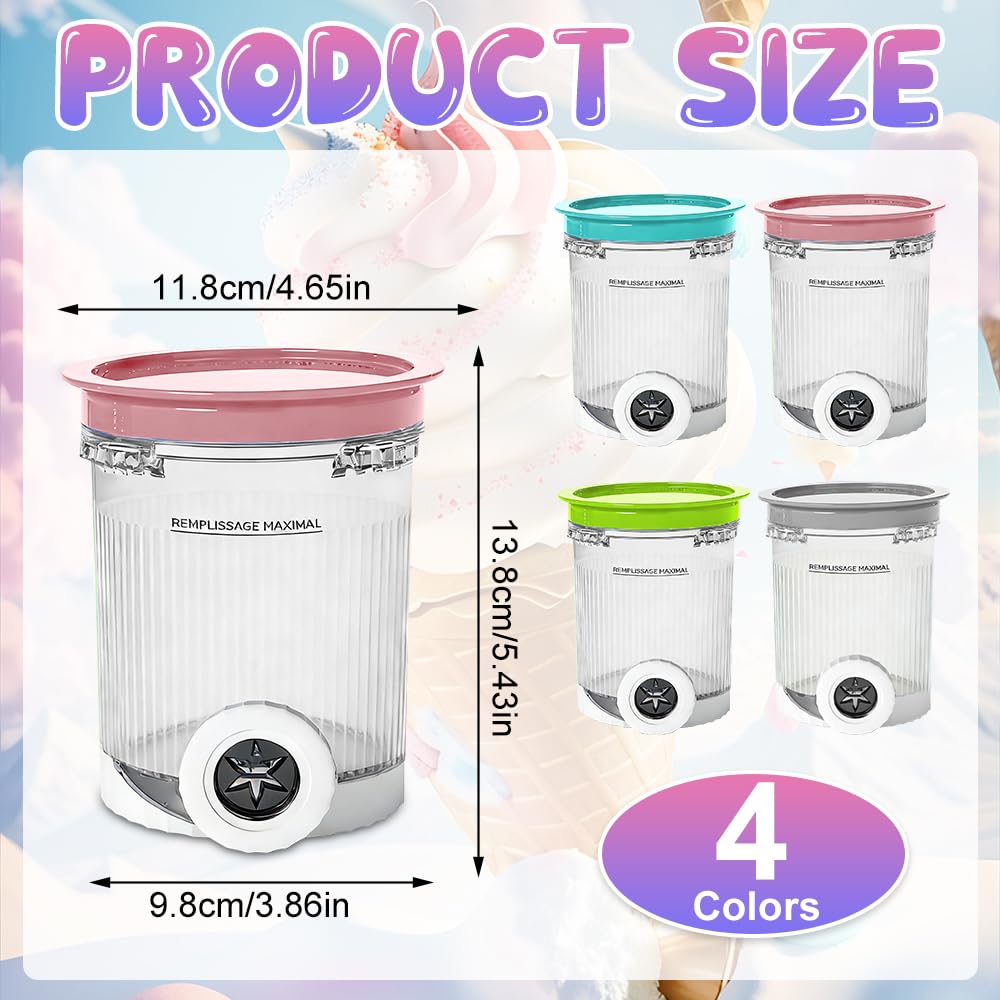 4 Stück Behälter für Ninja CREAMi NC700 NC701, 480ML Creami Behälter mit Deckel und Schaufel, BPA-Frei und Spülmaschinenfest Becher, Creamy Deluxe Becher, Eisbehälter für Ninja Creami Zubehör