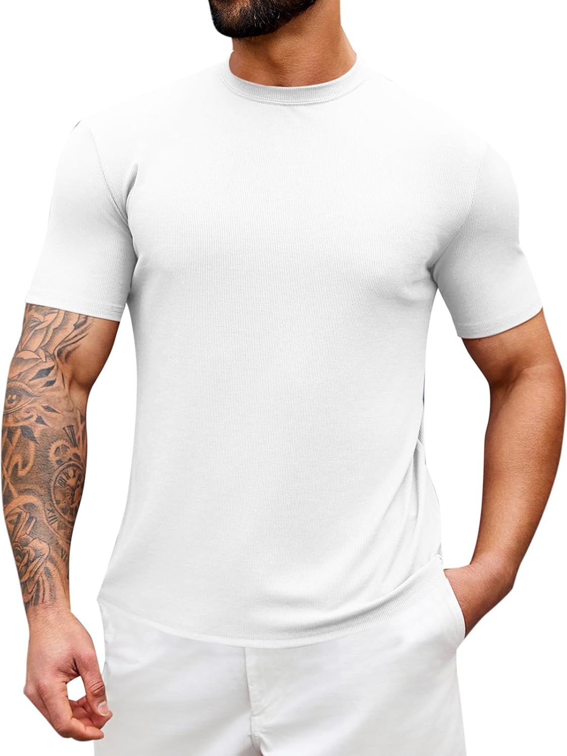 Runcati Mens Mock Turtleneck T-Shirt Causal Knit Tee Tops Short Sleeve Slim Fit Undershirts