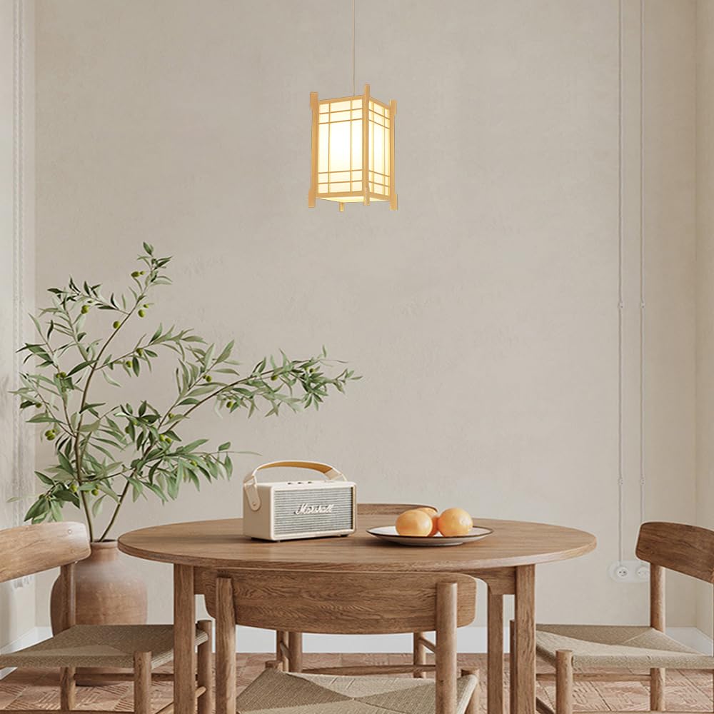 Jadssox Lampa wisząca z latarnią w stylu japońskim Drewniany żyrandol Wisząca lampa sufitowa Oprawa oświetleniowa, E27 Lampy wiszące do sypialni Restauracja Kawiarnia Herbaciarnia Bar Oświetlenie do j