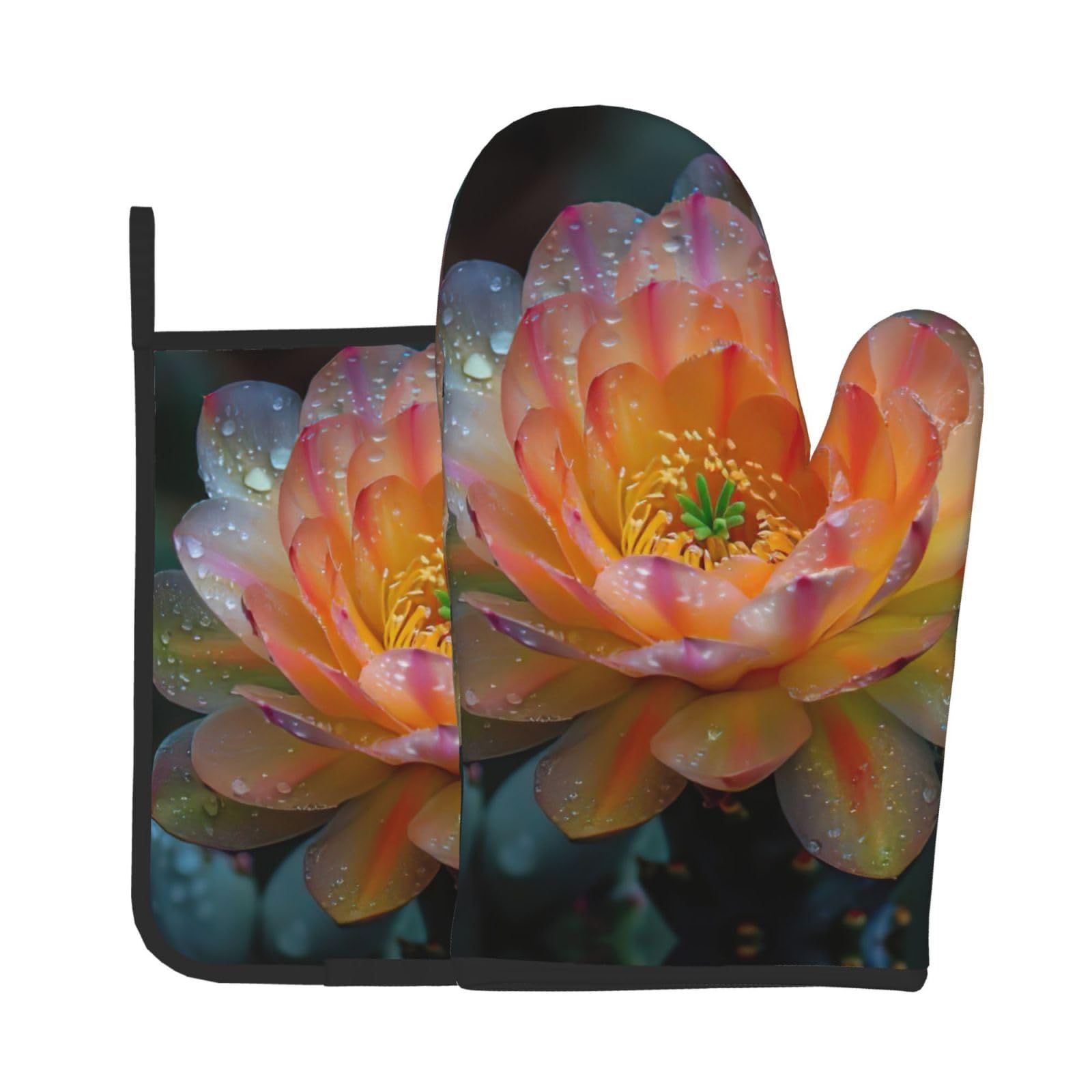 Fleshiness Floral Bloom Kitchen Baking Two-Piece Set,Multipurpose Oven Gloves,Used for Barbecue Kitchen Baking