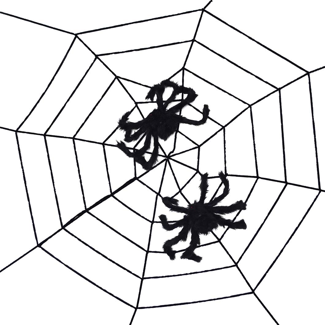 Topbuti 8.2 ft Fake Spider Web with 2 Black Spiders, Halloween Decorative Props for Halloween Outdoor Yard Haunted House Decoration