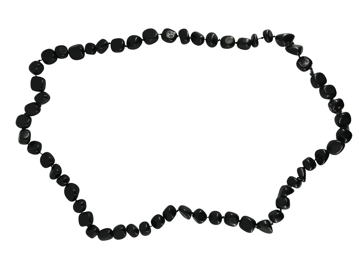 Natural Golden Sheen Obsidian Gemstone Long Tumbled Beaded Necklace