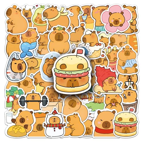 50 Capybara Stickers Pack Cute Funny Capybara Vinyl Stickers for Water Bottles Laptop Phone Notebook Scrapbook Kids & Teens Gifts