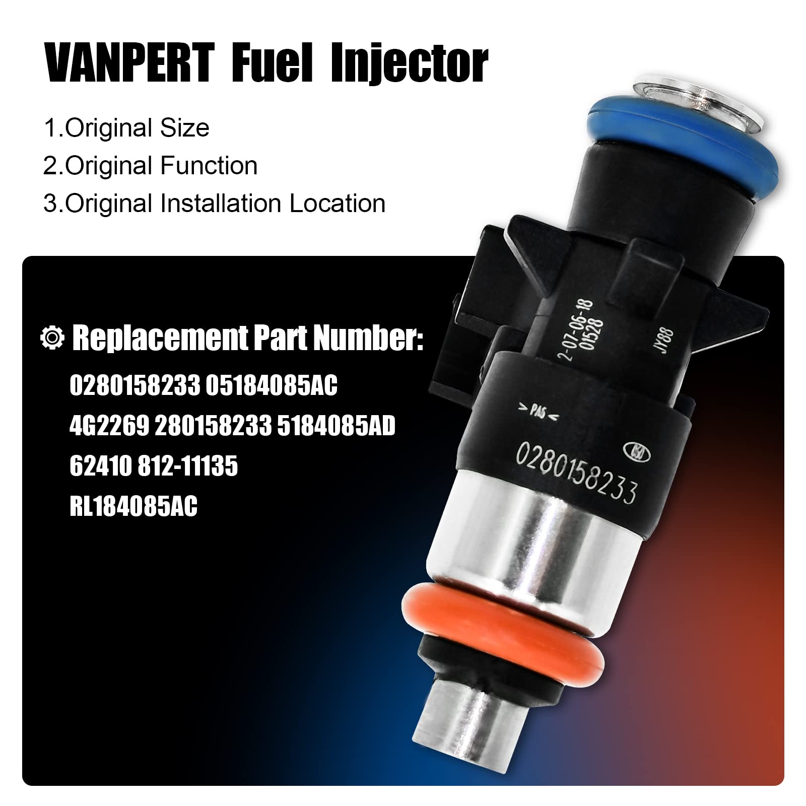5184085AD 6 Pcs Fuel Injectors for Dodge Challenger Durango Grand Journey 2011-2017 For Ram ProMaster 2014-2017 05184085AC 0280158233