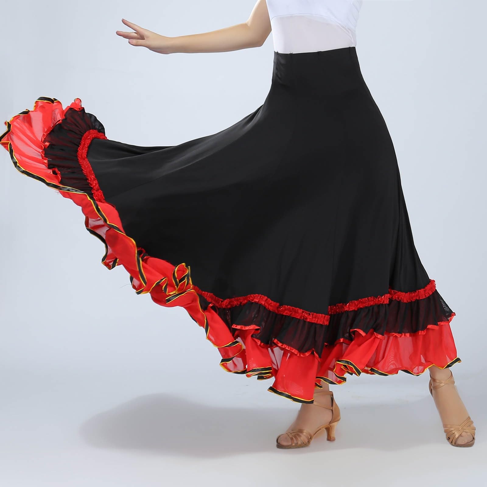 Générique Jupe de Danse Traditionnelle pour Femme Fluide et élégante à Couches Multiples Parfaite pour Les Spectacles et événements festifs