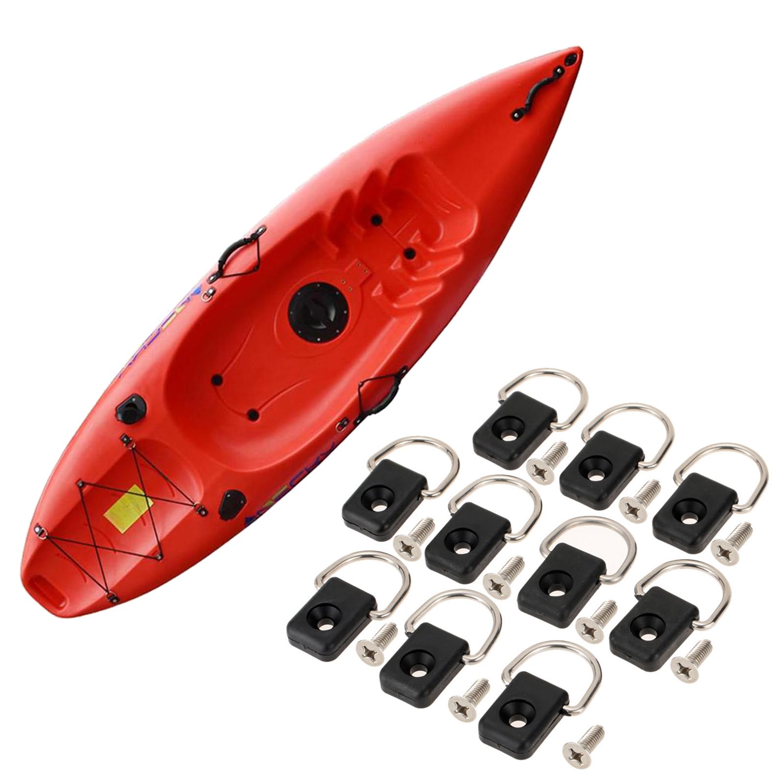 KAIXINXIN Kayak D Rings 10Pcs Canoes Fishing Rigging D Rings Tie Down Deck Loop Mounting Tie Down D Rings Kits with Screws