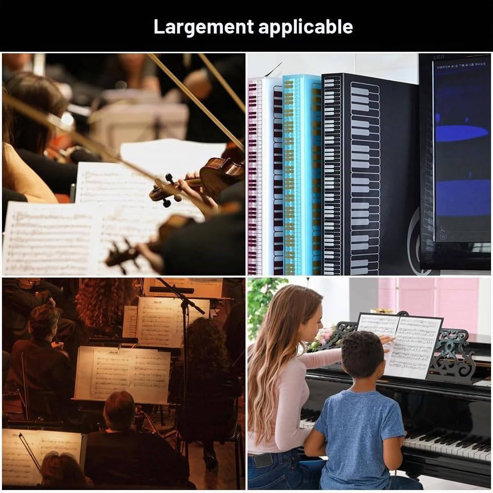 Noir Chemises pour Partitions en Plastique Imperméable | A4 Classeur Partition Musique, 40 Poches/80 Pages Dossier Feuilles de Musique, Porte Partition Chorale pour Partitions Piano